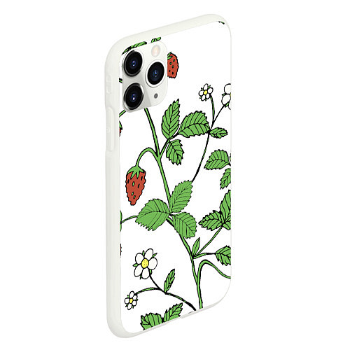 Чехол iPhone 11 Pro матовый Цветы Земляники Лесной / 3D-Белый – фото 2