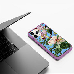 Чехол iPhone 11 Pro матовый Цветы Сине-Цветочный Букет, цвет: 3D-фиолетовый — фото 2