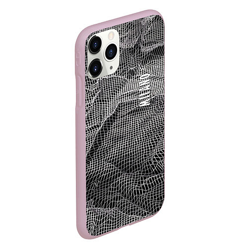 Чехол iPhone 11 Pro матовый Мятая сетчатая ткань Crumpled Mesh Fabric / 3D-Розовый – фото 2