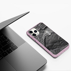 Чехол iPhone 11 Pro матовый Мятая сетчатая ткань Crumpled Mesh Fabric, цвет: 3D-розовый — фото 2