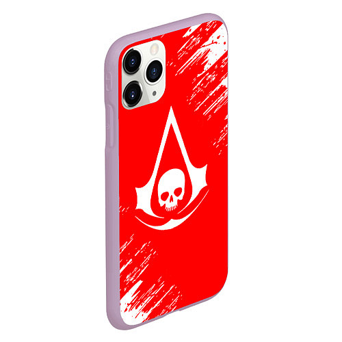 Чехол iPhone 11 Pro матовый Assassins creed череп красные брызги / 3D-Сиреневый – фото 2