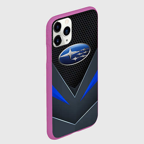 Чехол iPhone 11 Pro матовый Спортивная броня Subaru / 3D-Фиолетовый – фото 2