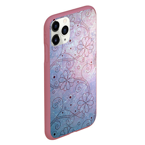 Чехол iPhone 11 Pro матовый Градиентный вьюнок / 3D-Малиновый – фото 2