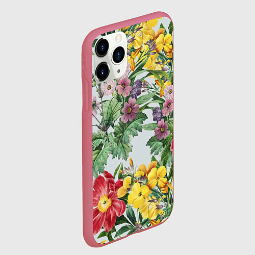 Чехол iPhone 11 Pro матовый Цветы Красные Пионы Лета / 3D-Малиновый – фото 2