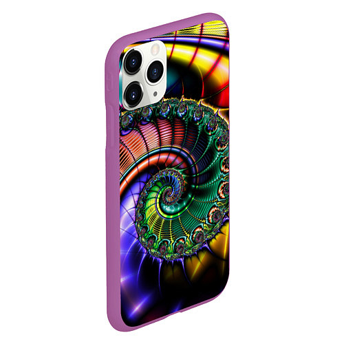 Чехол iPhone 11 Pro матовый Красочная фрактальная спираль Colorful fractal spi / 3D-Фиолетовый – фото 2