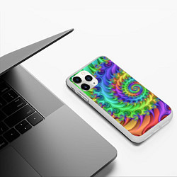 Чехол iPhone 11 Pro матовый Красочная фрактальная спираль Узор Colorful fracta, цвет: 3D-белый — фото 2