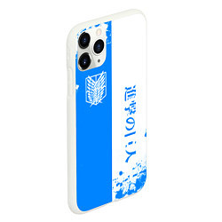 Чехол iPhone 11 Pro матовый Атака титанов два цвета - голубой белый, цвет: 3D-белый — фото 2
