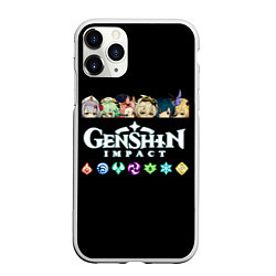 Чехол iPhone 11 Pro матовый Персонажи игры Genshin Impact