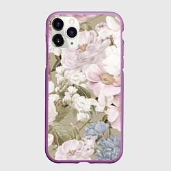 Чехол iPhone 11 Pro матовый Цветы Английский Садовый Узор, цвет: 3D-фиолетовый