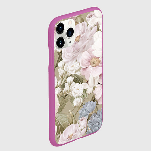 Чехол iPhone 11 Pro матовый Цветы Английский Садовый Узор / 3D-Фиолетовый – фото 2