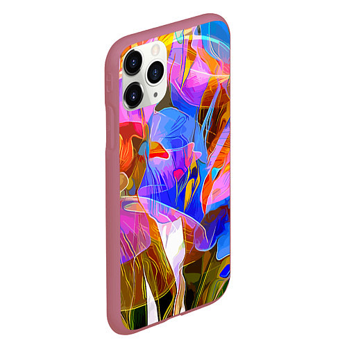 Чехол iPhone 11 Pro матовый Красочный цветочный паттерн Лето Colorful floral p / 3D-Малиновый – фото 2
