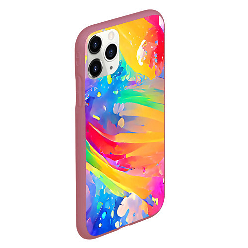 Чехол iPhone 11 Pro матовый Радужный рисунок / 3D-Малиновый – фото 2