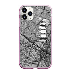 Чехол iPhone 11 Pro матовый Надпись - скалолазание - на каменной горной тексту, цвет: 3D-розовый