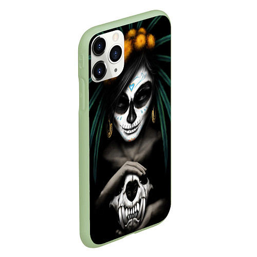 Чехол iPhone 11 Pro матовый Костяная Ведьма / 3D-Салатовый – фото 2