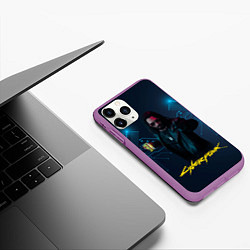 Чехол iPhone 11 Pro матовый Johnny Cyberpunk2077, цвет: 3D-фиолетовый — фото 2