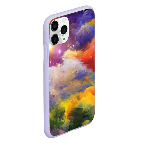 Чехол iPhone 11 Pro матовый Красочный горный пейзаж Грузия Colorful mountain l / 3D-Светло-сиреневый – фото 2