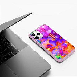 Чехол iPhone 11 Pro матовый Красочный цветочный паттерн Лето Colorful Floral P, цвет: 3D-розовый — фото 2