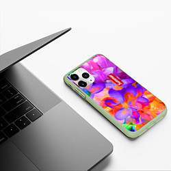 Чехол iPhone 11 Pro матовый Красочный цветочный паттерн Лето Colorful Floral P, цвет: 3D-салатовый — фото 2