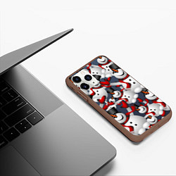 Чехол iPhone 11 Pro матовый ВОЗДУШНЫЕ СНЕГОВИКИ, цвет: 3D-коричневый — фото 2