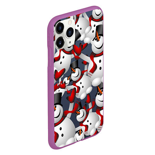 Чехол iPhone 11 Pro матовый ВОЗДУШНЫЕ СНЕГОВИКИ / 3D-Фиолетовый – фото 2