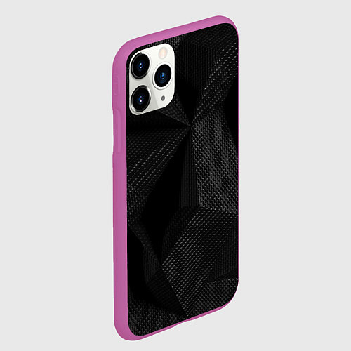 Чехол iPhone 11 Pro матовый КАРБОН ПОЛИГОНЫ / 3D-Фиолетовый – фото 2