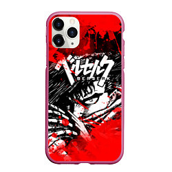 Чехол iPhone 11 Pro матовый БЕРСЕРК - BERSERK БРЫЗГИ, цвет: 3D-малиновый