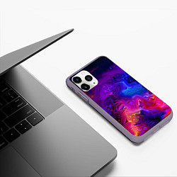 Чехол iPhone 11 Pro матовый Цветные неоновые разводы на воде Авангард Colored, цвет: 3D-серый — фото 2