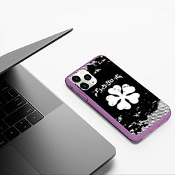Чехол iPhone 11 Pro матовый Белый логотип black clover чёрный клевер, цвет: 3D-фиолетовый — фото 2