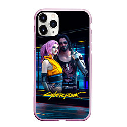 Чехол iPhone 11 Pro матовый Johnny и Vi Girl Cyberpunk2077