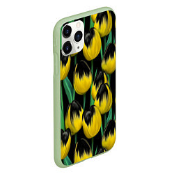 Чехол iPhone 11 Pro матовый Цветы Желтые Тюльпаны, цвет: 3D-салатовый — фото 2