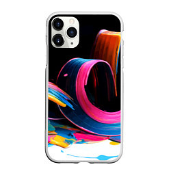 Чехол iPhone 11 Pro матовый Разноцветный мазки краски Абстракция Multicolored, цвет: 3D-белый