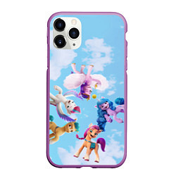 Чехол iPhone 11 Pro матовый My Little Pony летают в облаках