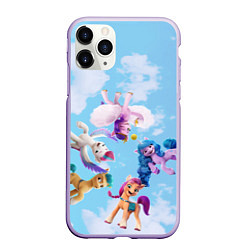 Чехол iPhone 11 Pro матовый My Little Pony летают в облаках, цвет: 3D-светло-сиреневый