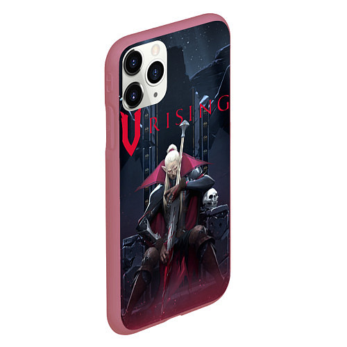 Чехол iPhone 11 Pro матовый Вампир на троне V Rising / 3D-Малиновый – фото 2