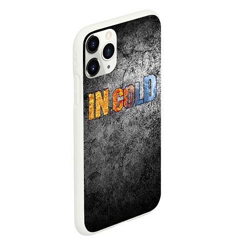 Чехол iPhone 11 Pro матовый IN COLD горизонтальный логотип на темно-сером фоне / 3D-Белый – фото 2