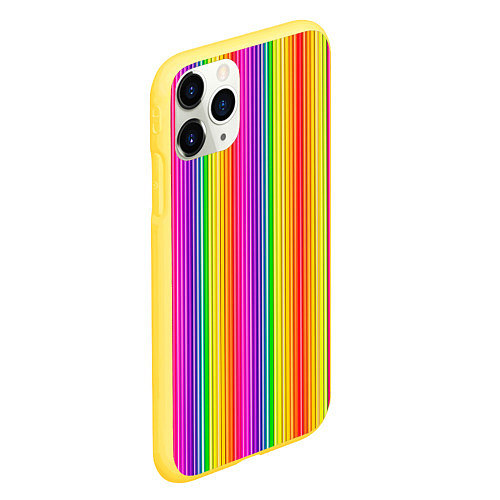Чехол iPhone 11 Pro матовый ЦВЕТНЫЕ РАДУЖНЫЕ ЛИНИИ / 3D-Желтый – фото 2