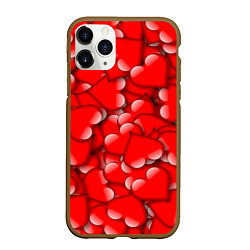 Чехол iPhone 11 Pro матовый LOVING HEARTS, цвет: 3D-коричневый