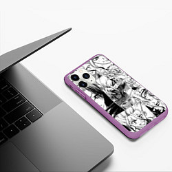 Чехол iPhone 11 Pro матовый Доктор Стоун паттерн, цвет: 3D-фиолетовый — фото 2