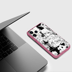 Чехол iPhone 11 Pro матовый Hunter x Hunter pattern, цвет: 3D-малиновый — фото 2