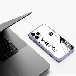 Чехол iPhone 11 Pro матовый Black clover чёрный клевер вертикальная надпись, цвет: 3D-светло-сиреневый — фото 2