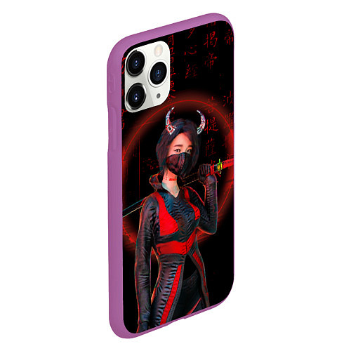 Чехол iPhone 11 Pro матовый Neon oni кунаичи / 3D-Фиолетовый – фото 2