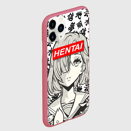 Чехол iPhone 11 Pro матовый HENTAI SCHOOL GIRL ХЕНТАЙ ШКОЛЬНИЦА / 3D-Малиновый – фото 2