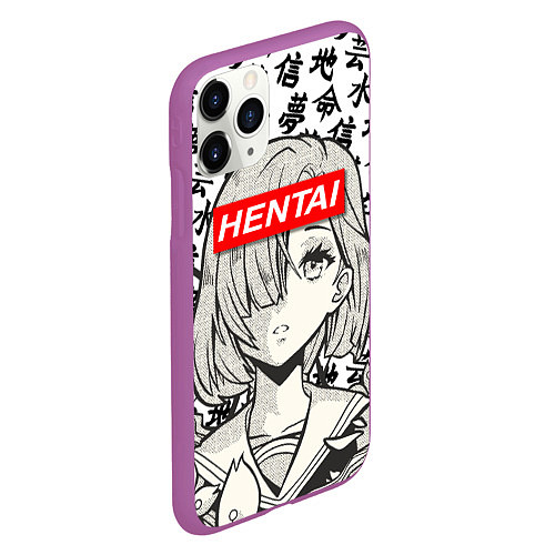 Чехол iPhone 11 Pro матовый HENTAI SCHOOL GIRL ХЕНТАЙ ШКОЛЬНИЦА / 3D-Фиолетовый – фото 2