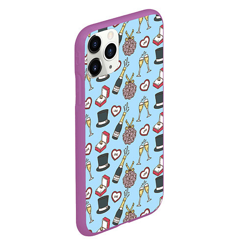 Чехол iPhone 11 Pro матовый Свадебный паттерн / 3D-Фиолетовый – фото 2