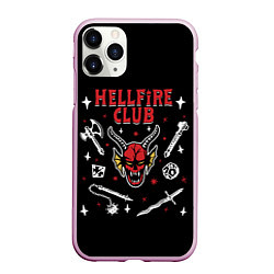 Чехол iPhone 11 Pro матовый HELLFIRE CLUB STRANGER THINGS, цвет: 3D-розовый