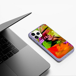 Чехол iPhone 11 Pro матовый Разноцветная абстрактная композиция Лето Multi-col, цвет: 3D-светло-сиреневый — фото 2
