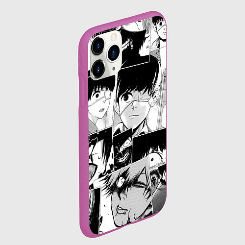 Чехол iPhone 11 Pro матовый Токийский гуль паттерн / 3D-Фиолетовый – фото 2