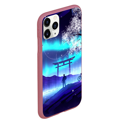 Чехол iPhone 11 Pro матовый Космический Байкер NEW / 3D-Малиновый – фото 2