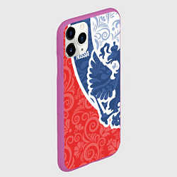 Чехол iPhone 11 Pro матовый ГЕРБ РОССИИ С УЗОРАМИ, цвет: 3D-фиолетовый — фото 2