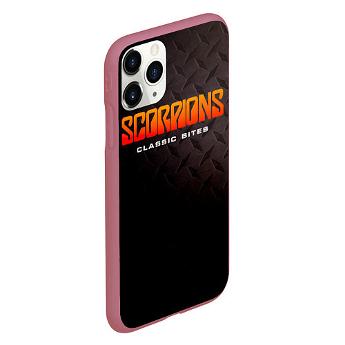 Чехол iPhone 11 Pro матовый Classic Bites - Scorpions / 3D-Малиновый – фото 2